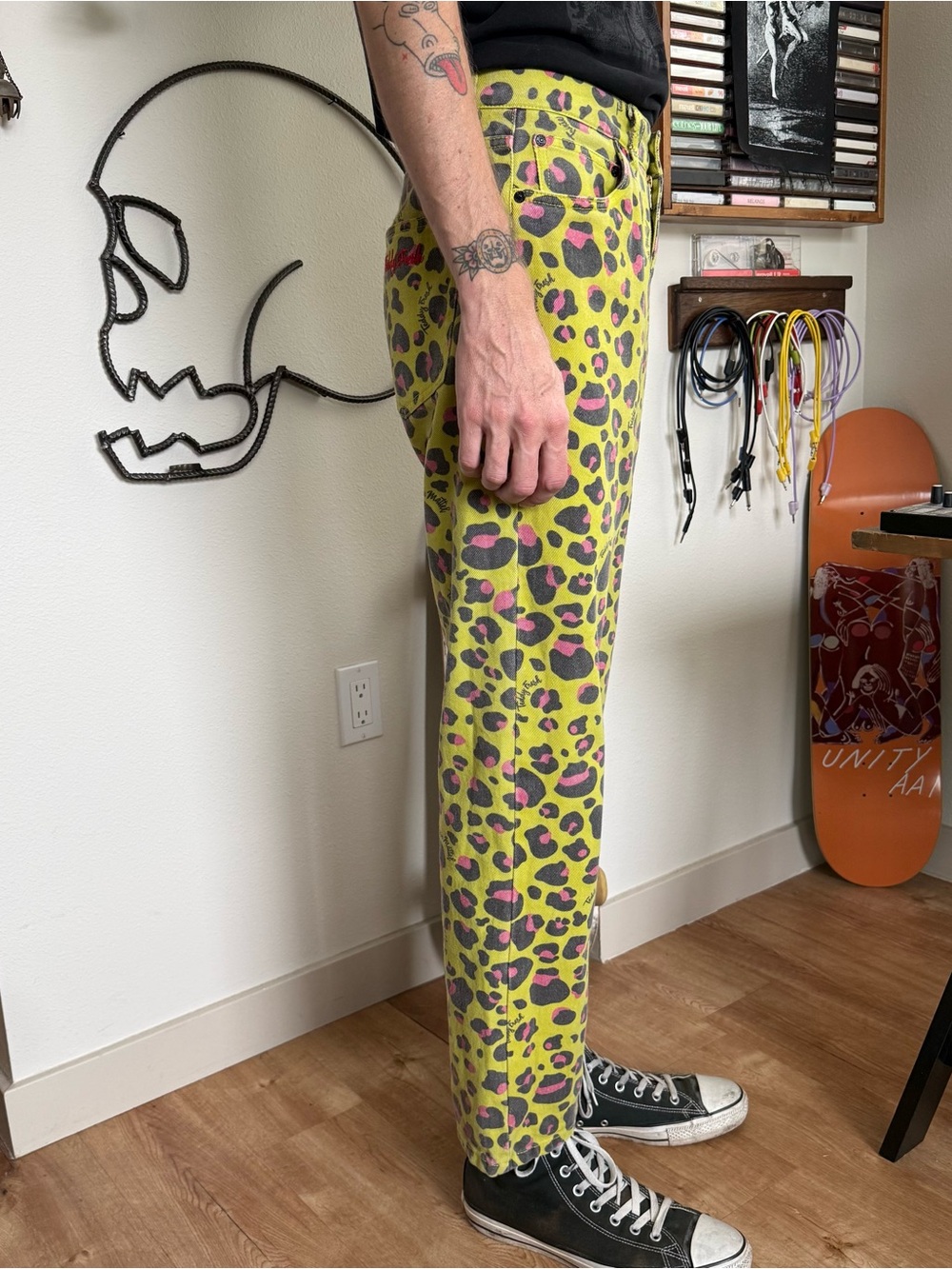 Teddy Fresh X Trixie Mattel Neon Leopard Print Pants ~ Size 30 X 29 - Picture 5 of 9